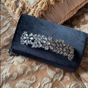Black velvet evening bag Bloomingdales crystals